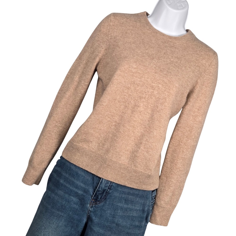 Quince Mongolian Cashmere Crewneck Sweater Women Small Tan Quiet Luxury Capsule